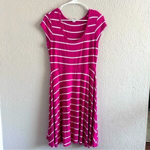 Old Navy | Fit and Flair pink stripe dress